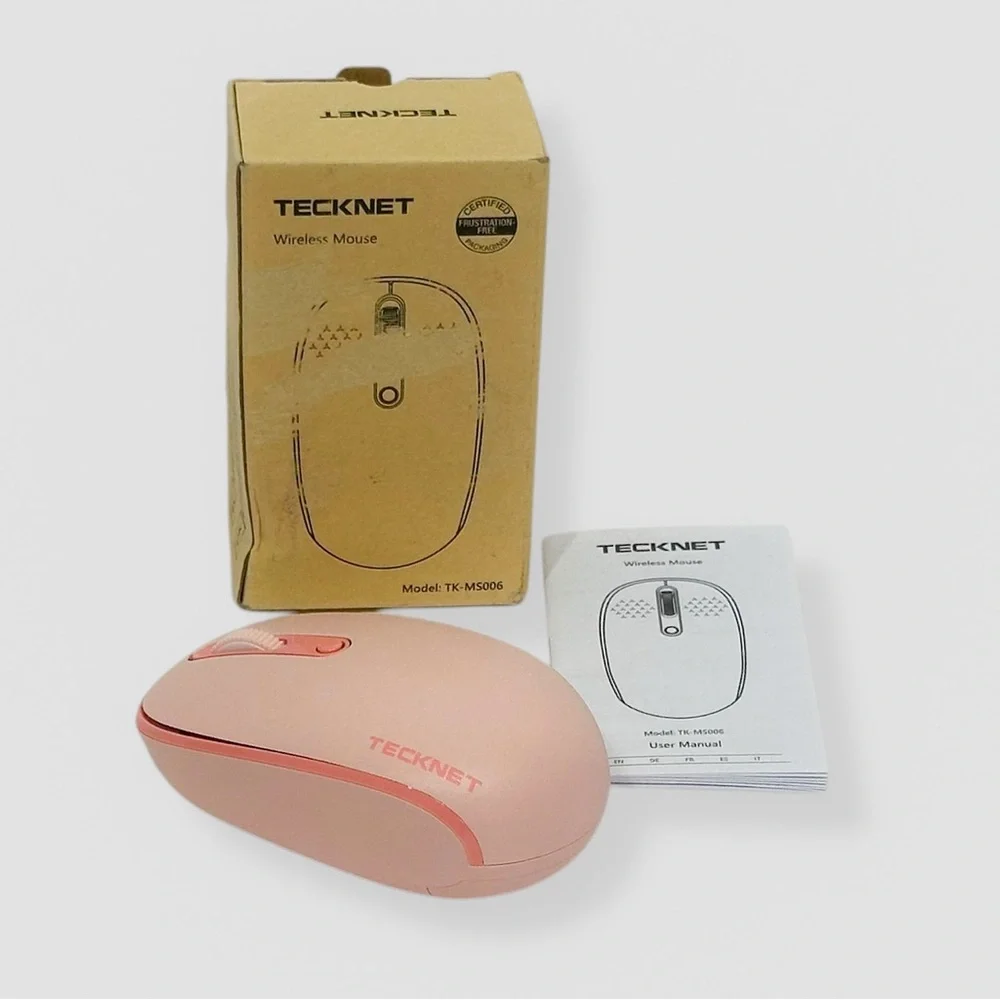 TECKNET Wireless Mouse for Laptop, 2.4GHz USB Mini Cordless Small Pink TK-MS006